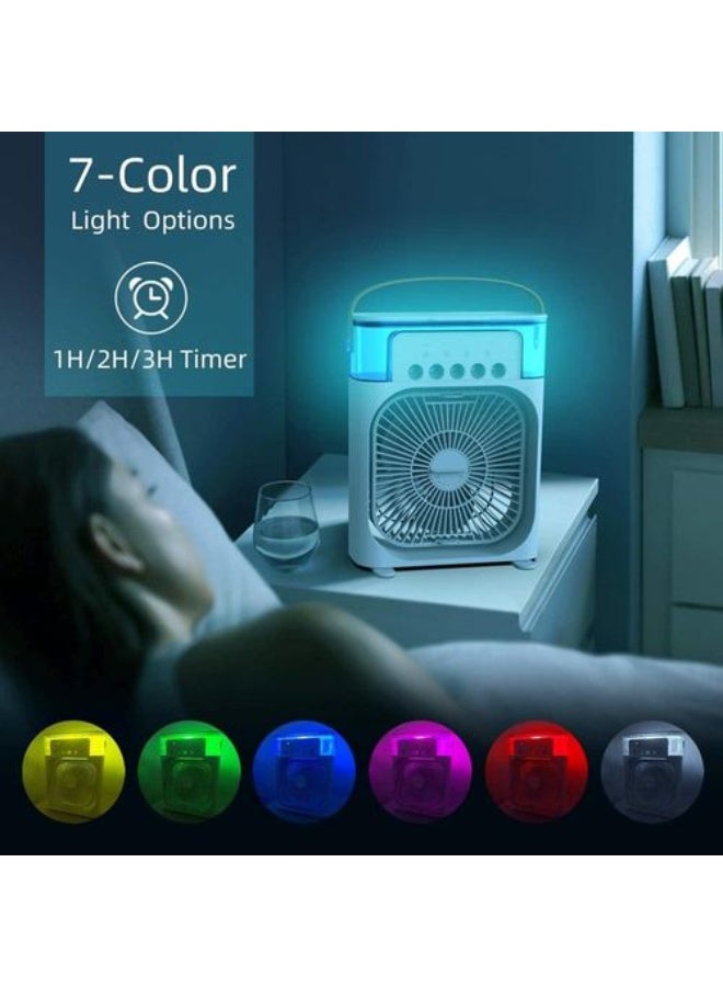 Portable Air Conditioner Fan Mini Evaporative Air Cooler with 7 Colors LED Light 1/2/3 H Timer 3 Wind Speeds and 3 Spray Modes for Office Home Dorm Travel(White) - Image 5